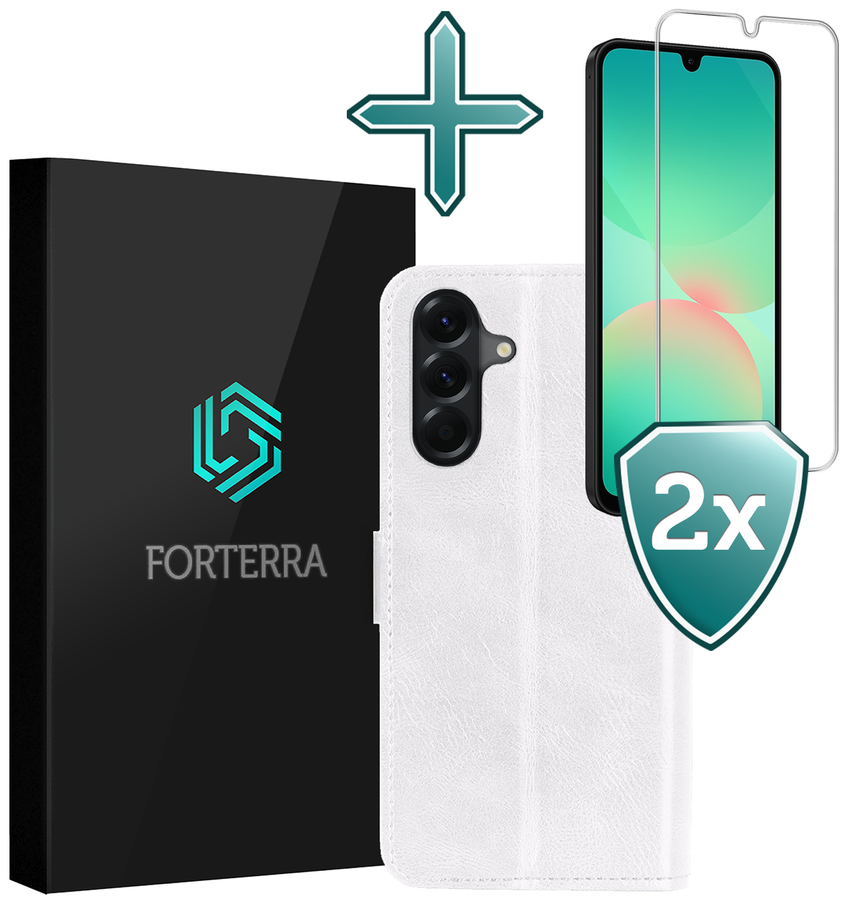 Forterra Forterra Samsung Galaxy A26 Hoesje Bookcase Met 2x Screenprotector - Wit