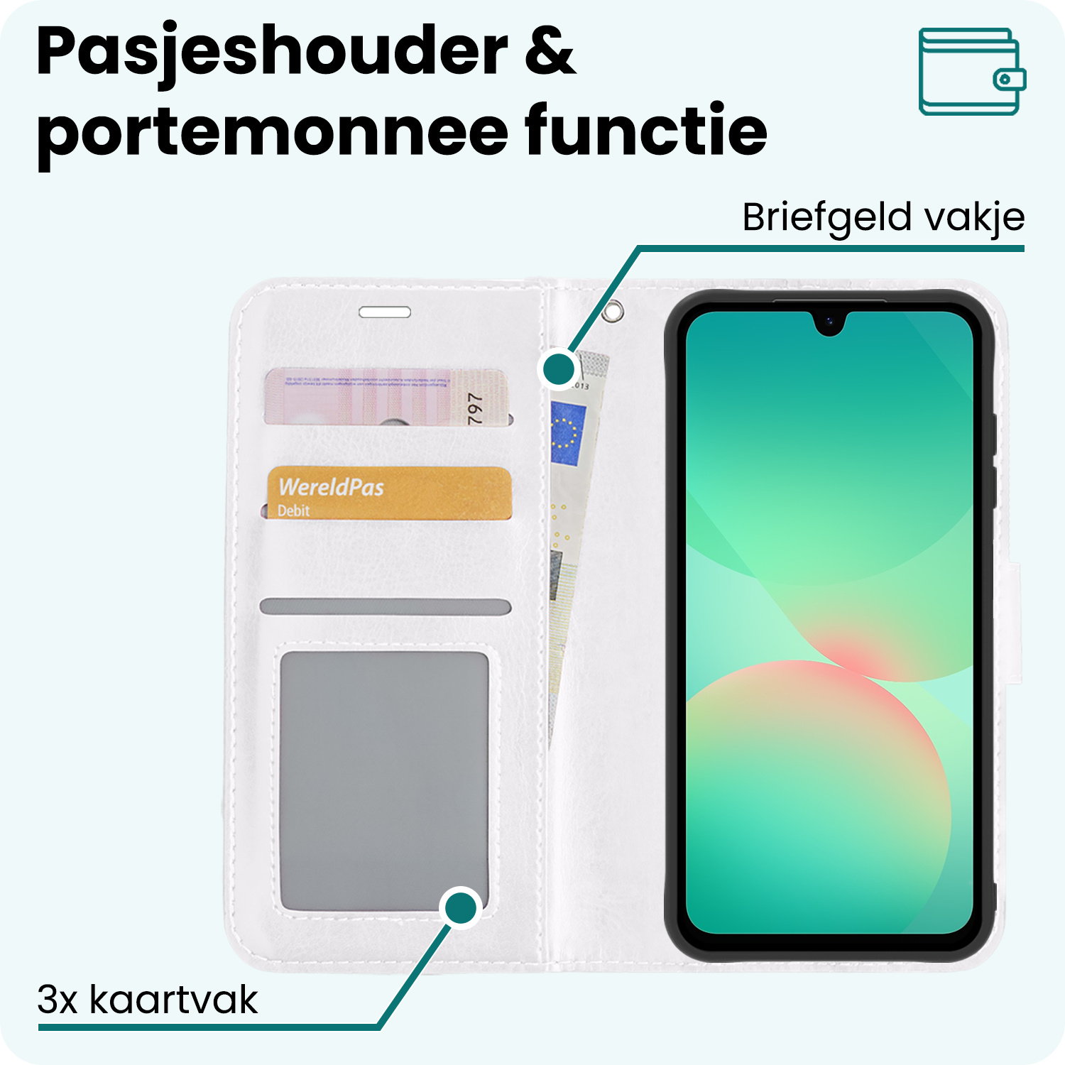 Forterra Forterra Samsung Galaxy A26 Hoesje Bookcase Met 2x Screenprotector - Wit