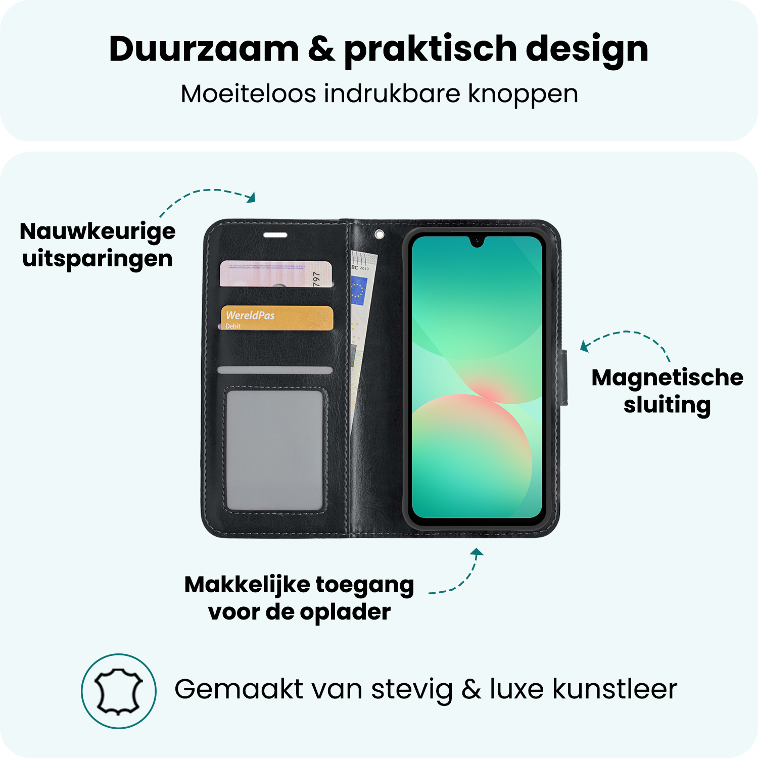 Forterra Forterra Samsung Galaxy A26 Hoesje Bookcase Met 2x Screenprotector - Zwart