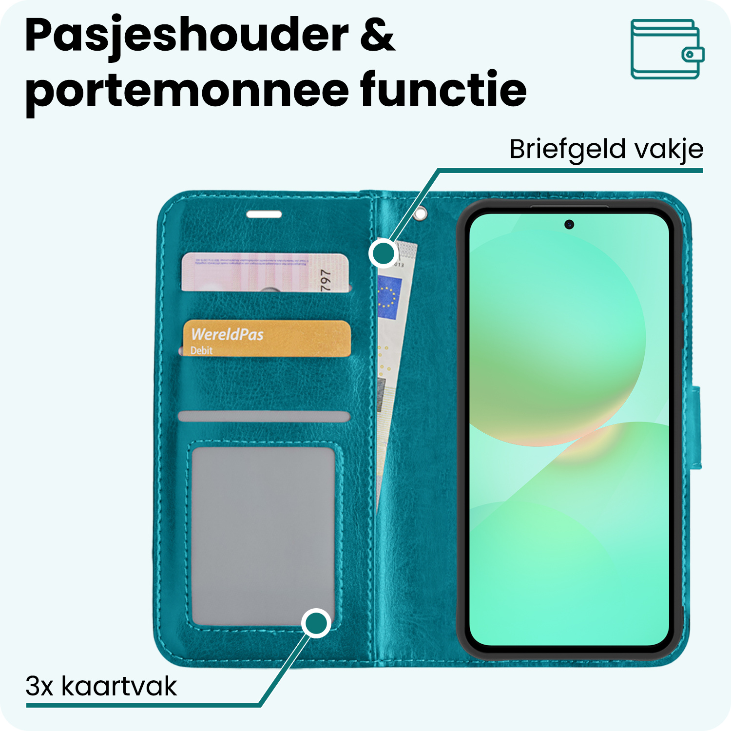 Forterra Forterra Samsung Galaxy A36 Hoesje Bookcase - Turquoise