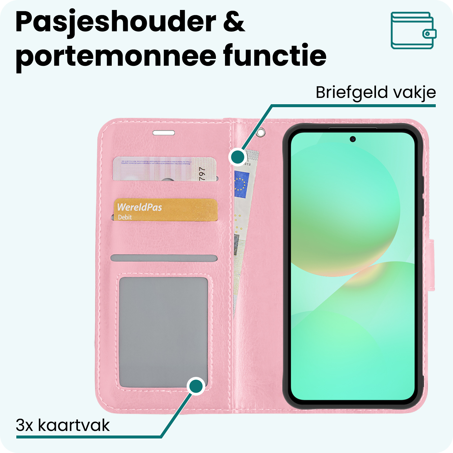 Forterra Forterra Samsung Galaxy A36 Hoesje Bookcase Met Screenprotector - Lichtroze