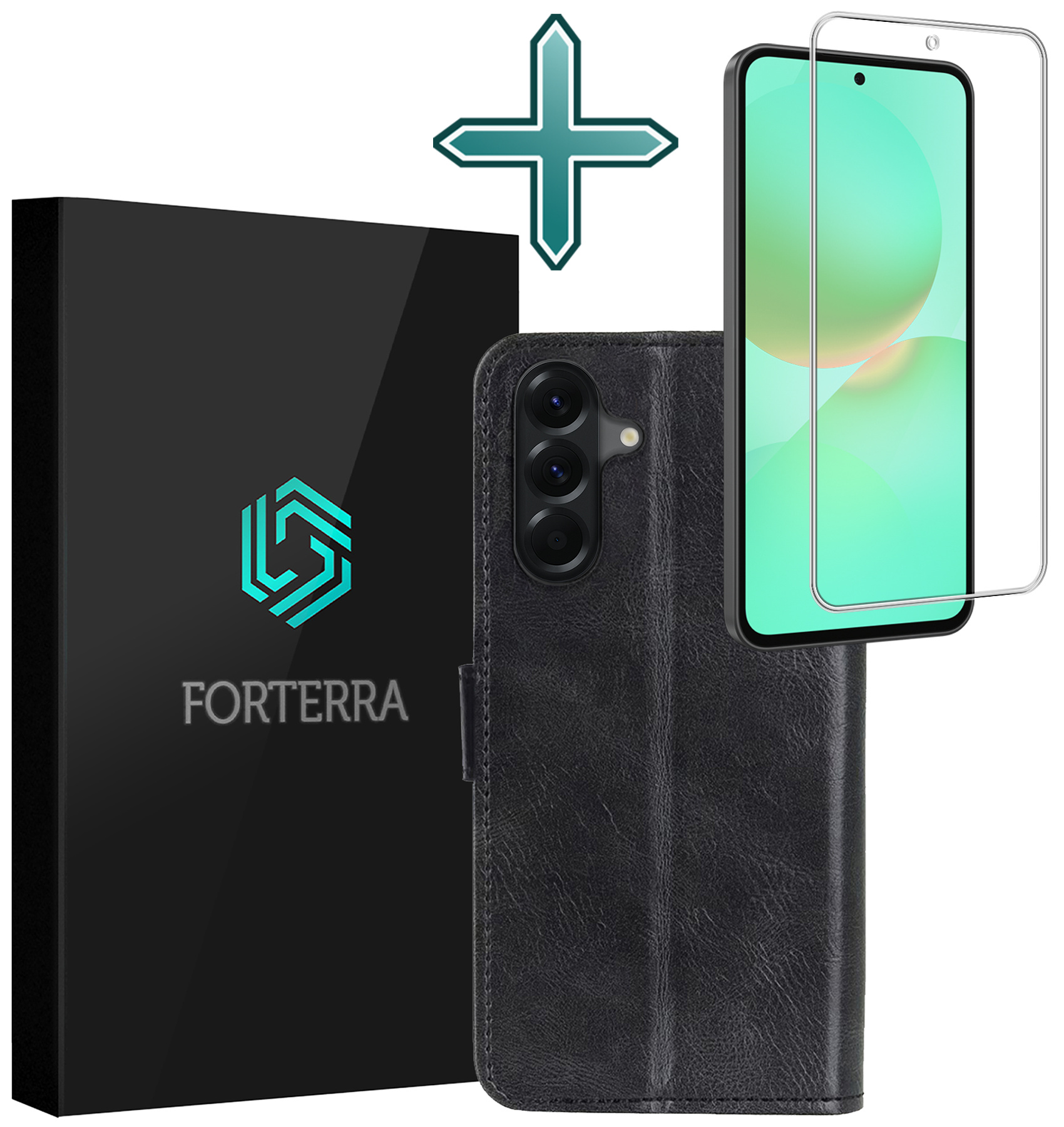Forterra Forterra Samsung Galaxy A36 Hoesje Bookcase Met Screenprotector - Zwart