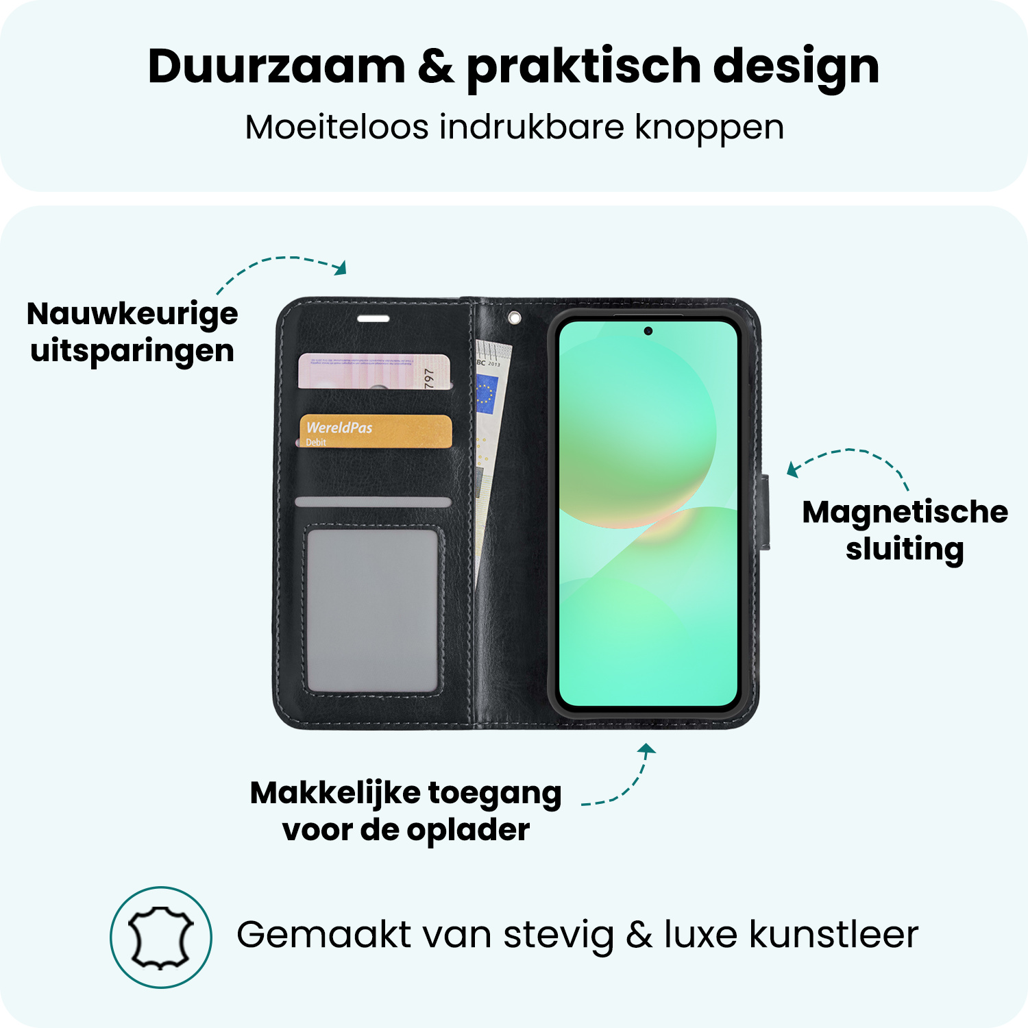 Forterra Forterra Samsung Galaxy A36 Hoesje Bookcase Met Screenprotector - Zwart