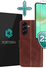 Forterra Forterra Samsung Galaxy A36 Hoesje Bookcase Met 2x Screenprotector - Bruin