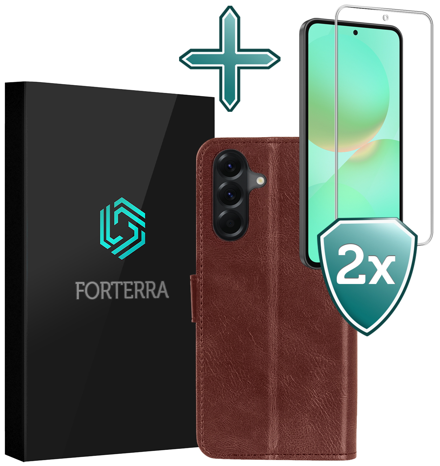 Forterra Forterra Samsung Galaxy A36 Hoesje Bookcase Met 2x Screenprotector - Bruin