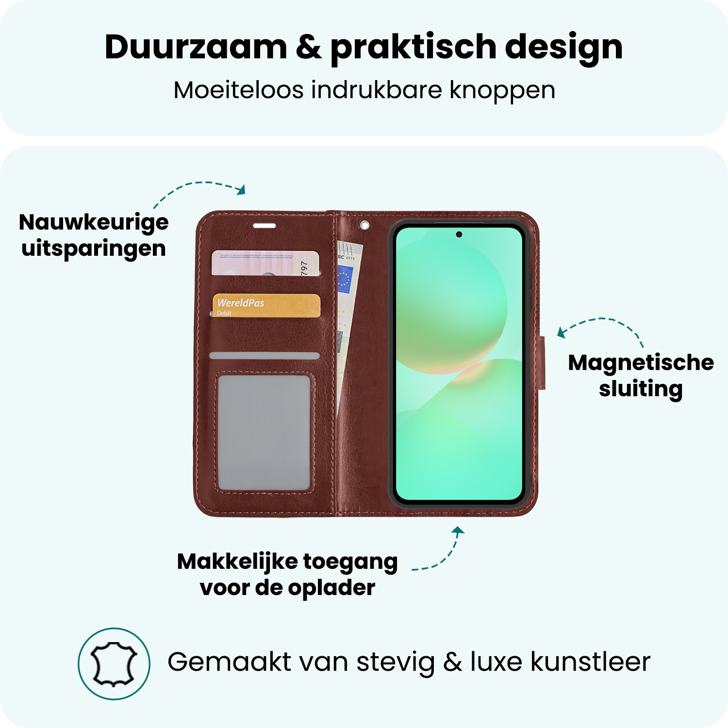 Forterra Forterra Samsung Galaxy A36 Hoesje Bookcase Met 2x Screenprotector - Bruin