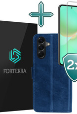 Forterra Forterra Samsung Galaxy A36 Hoesje Bookcase Met 2x Screenprotector - Donkerblauw