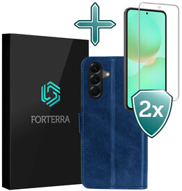 Forterra Forterra Samsung Galaxy A36 Hoesje Bookcase Met 2x Screenprotector - Donkerblauw
