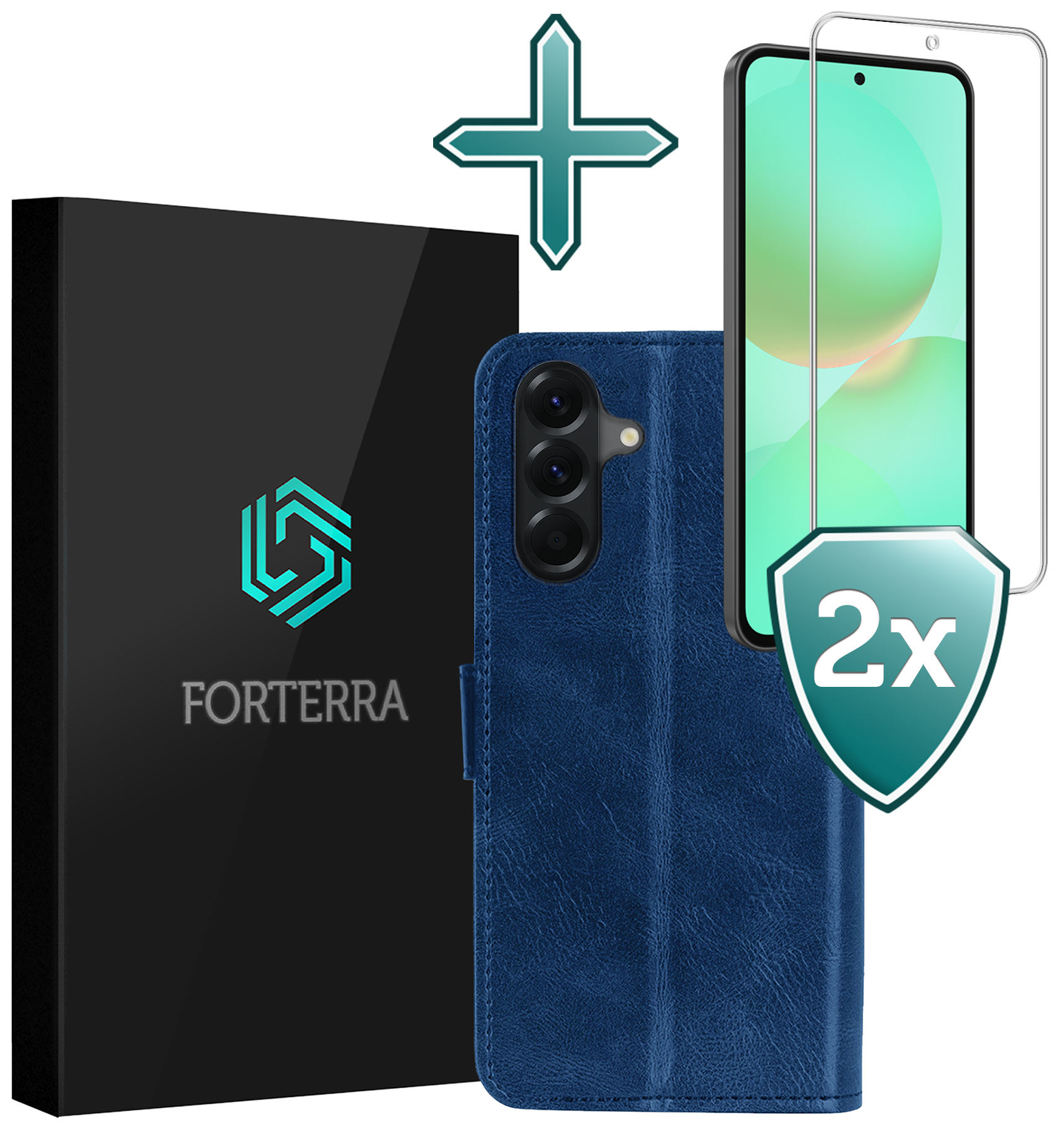 Forterra Forterra Samsung Galaxy A36 Hoesje Bookcase Met 2x Screenprotector - Donkerblauw