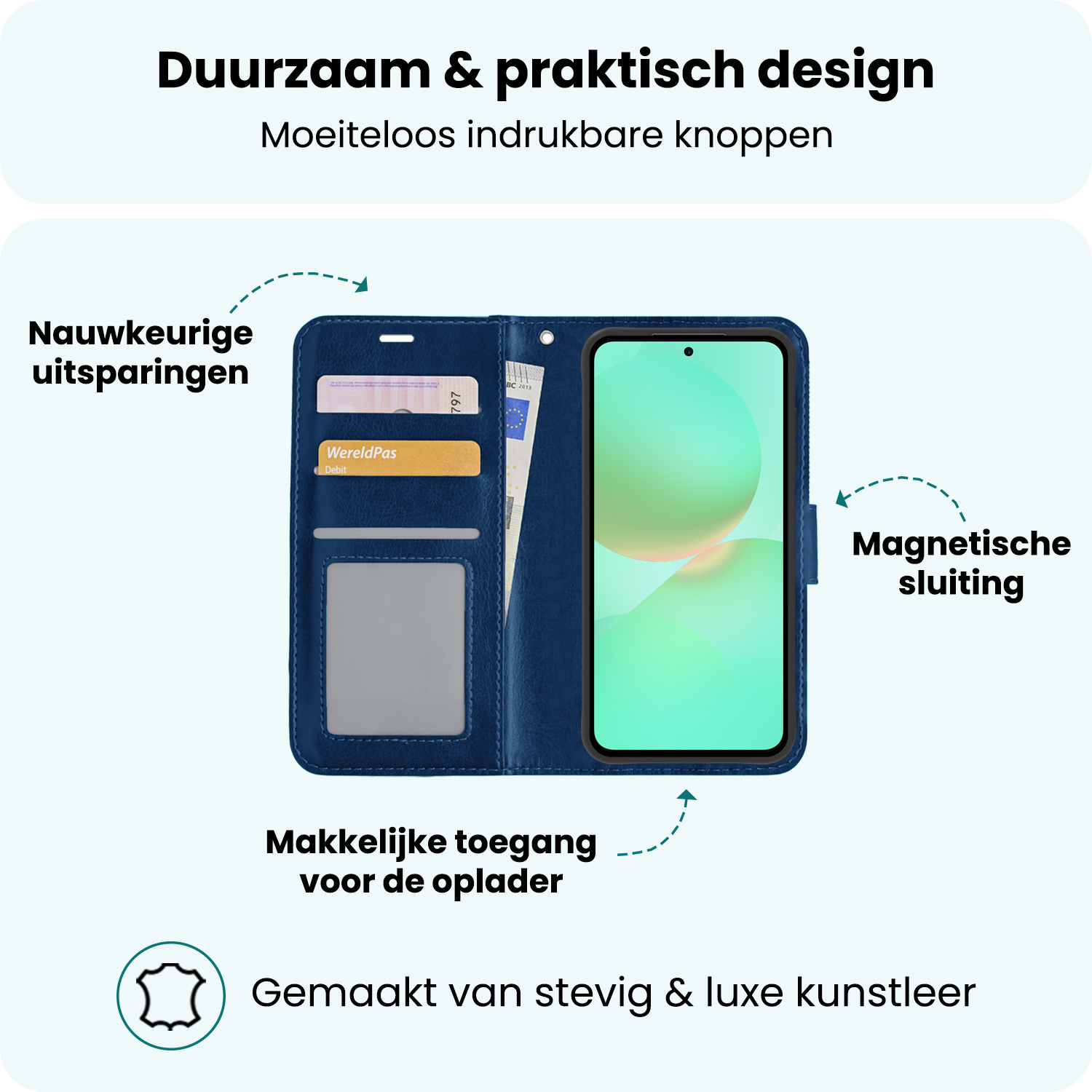 Forterra Forterra Samsung Galaxy A36 Hoesje Bookcase Met 2x Screenprotector - Donkerblauw