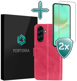 Forterra Forterra Samsung Galaxy A36 Hoesje Bookcase Met 2x Screenprotector - Donkerroze