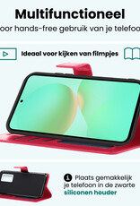 Forterra Forterra Samsung Galaxy A36 Hoesje Bookcase Met 2x Screenprotector - Donkerroze