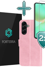 Forterra Forterra Samsung Galaxy A36 Hoesje Bookcase Met 2x Screenprotector - Lichtroze