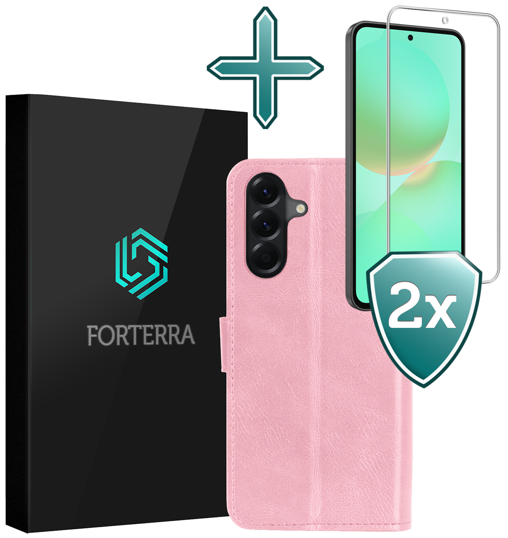 Forterra Forterra Samsung Galaxy A36 Hoesje Bookcase Met 2x Screenprotector - Lichtroze