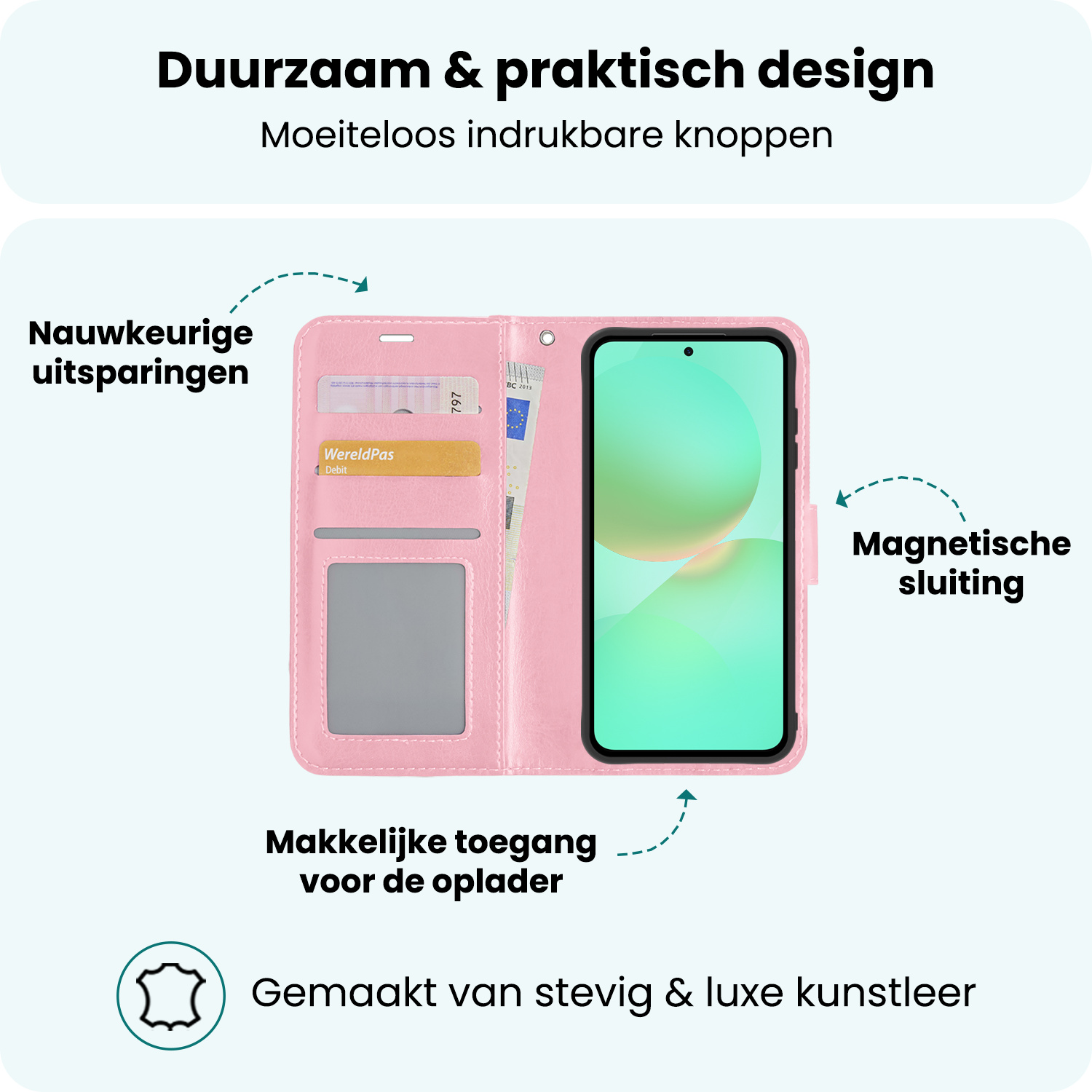 Forterra Forterra Samsung Galaxy A36 Hoesje Bookcase Met 2x Screenprotector - Lichtroze