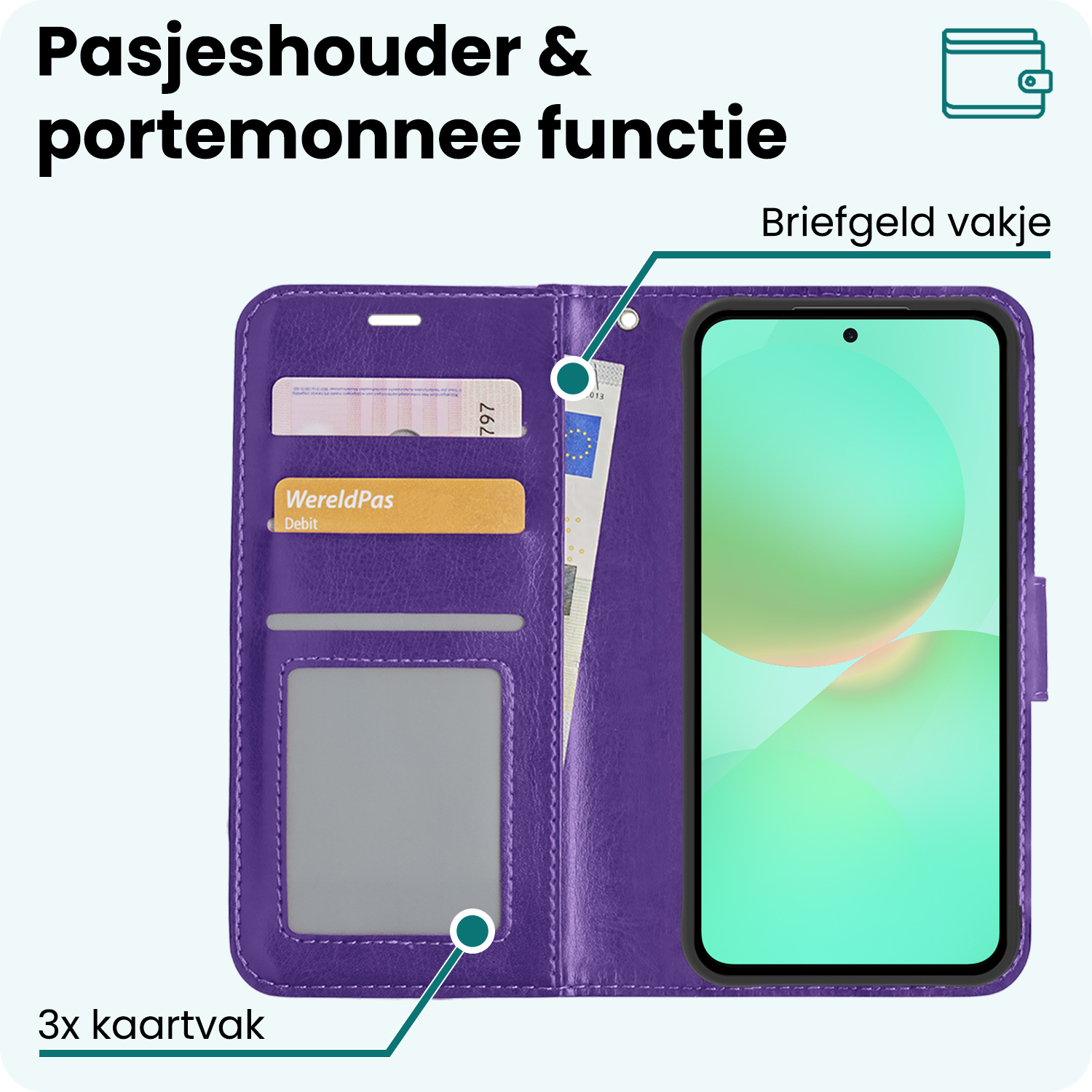 Forterra Forterra Samsung Galaxy A36 Hoesje Bookcase Met 2x Screenprotector - Paars