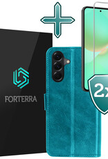 Forterra Forterra Samsung Galaxy A36 Hoesje Bookcase Met 2x Screenprotector - Turquoise
