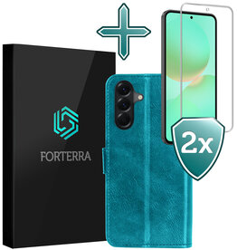 Forterra Forterra Samsung Galaxy A36 Hoesje Bookcase Met 2x Screenprotector - Turquoise