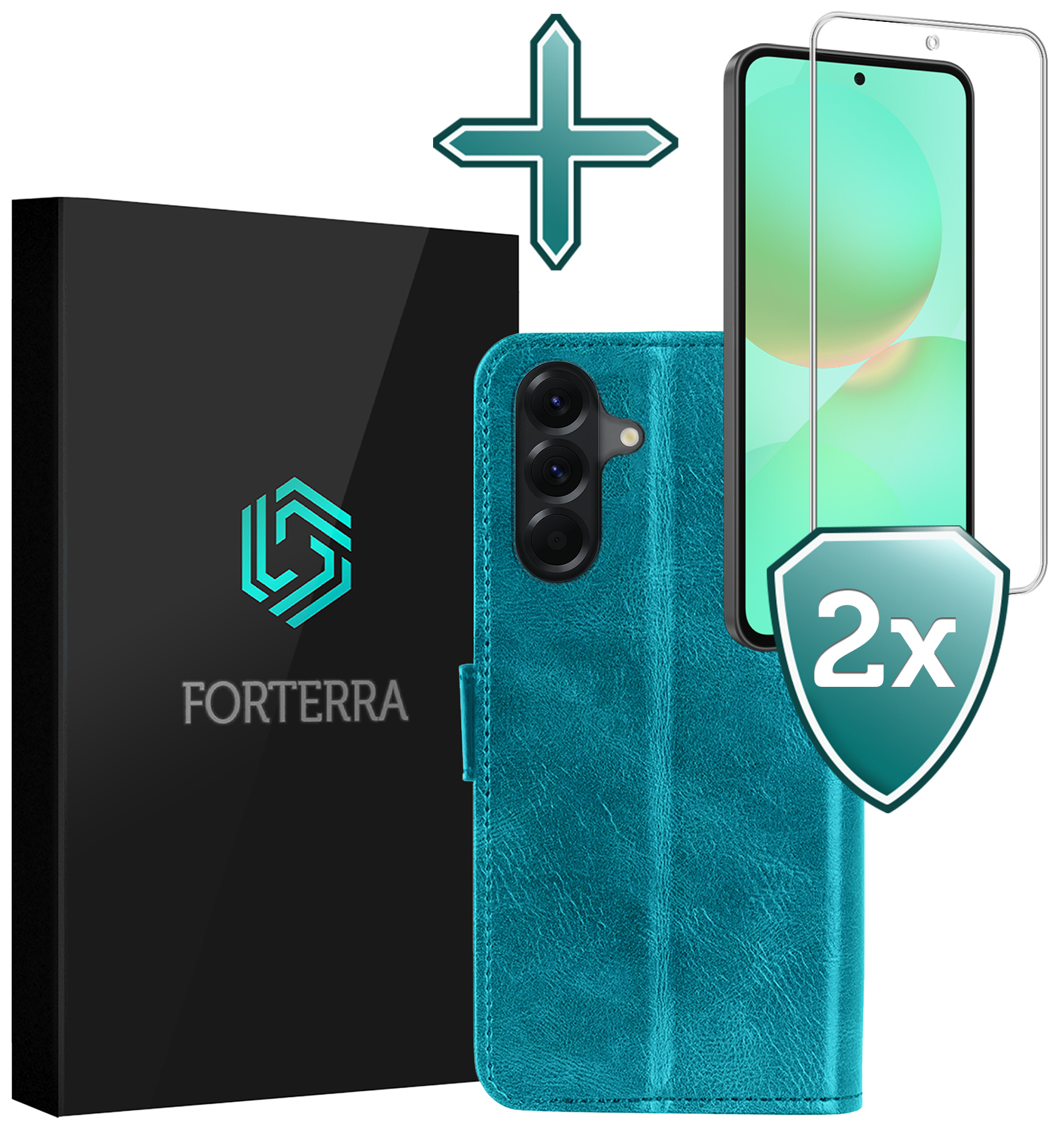 Forterra Forterra Samsung Galaxy A36 Hoesje Bookcase Met 2x Screenprotector - Turquoise