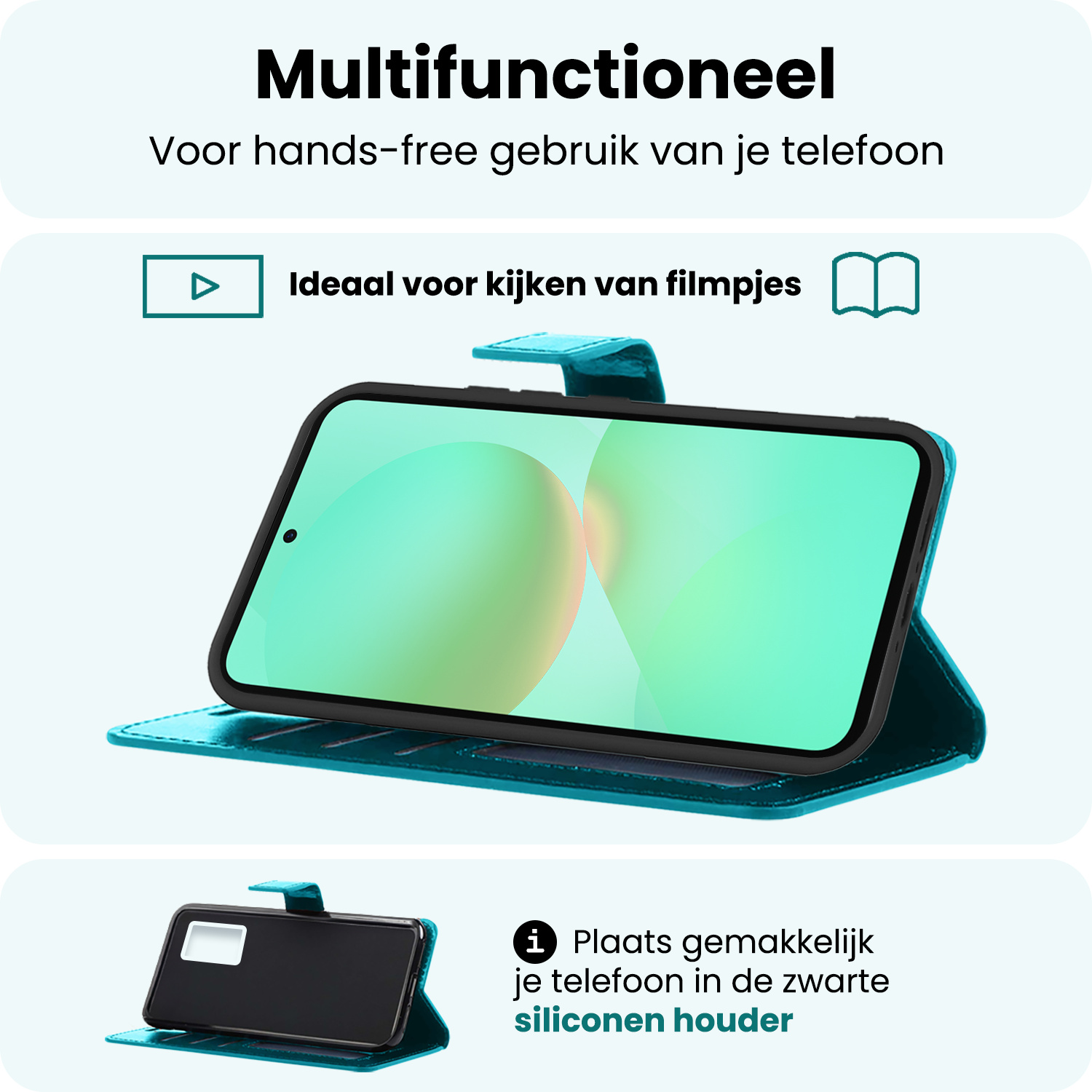 Forterra Forterra Samsung Galaxy A36 Hoesje Bookcase Met 2x Screenprotector - Turquoise
