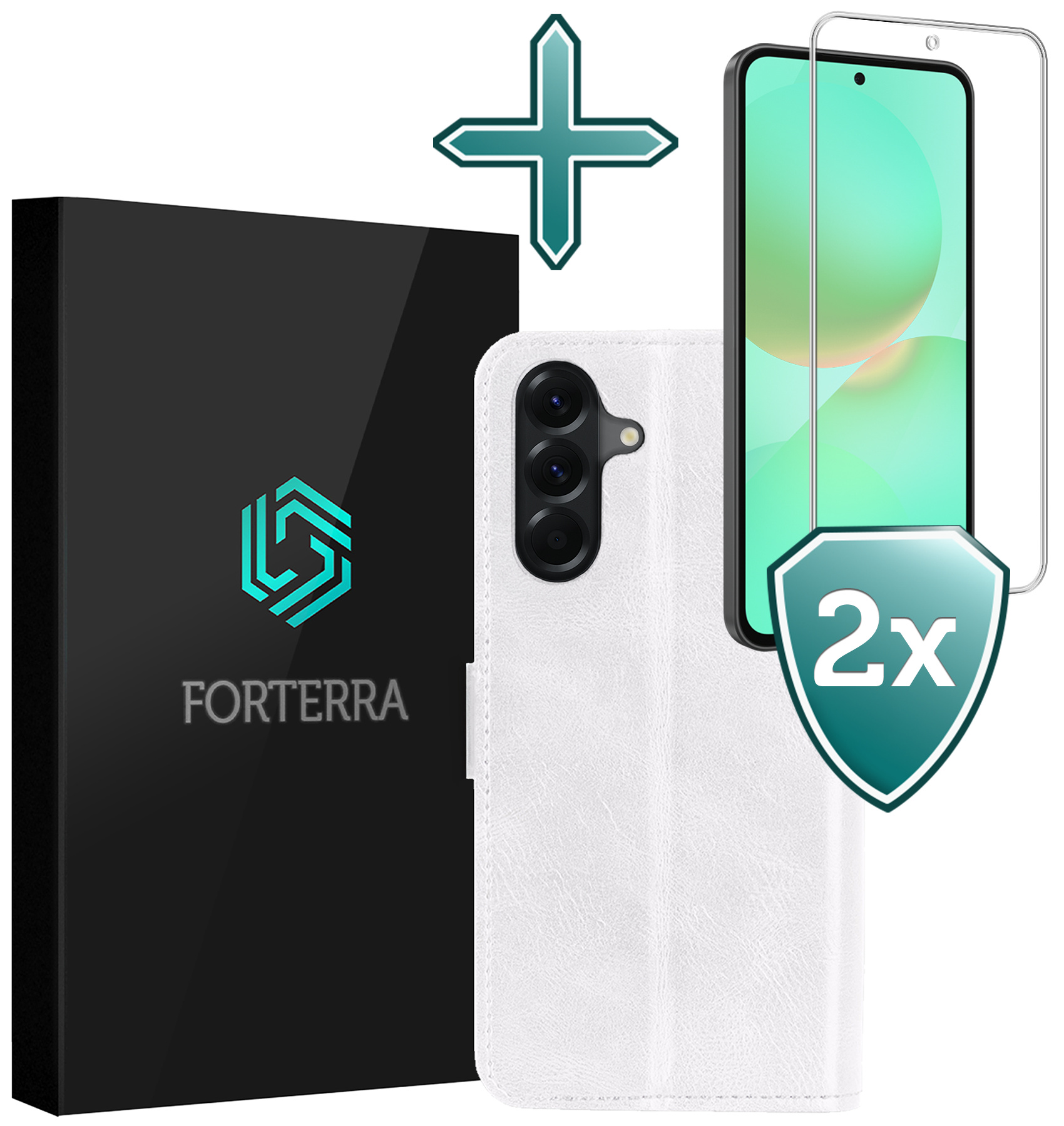 Forterra Forterra Samsung Galaxy A36 Hoesje Bookcase Met 2x Screenprotector - Wit