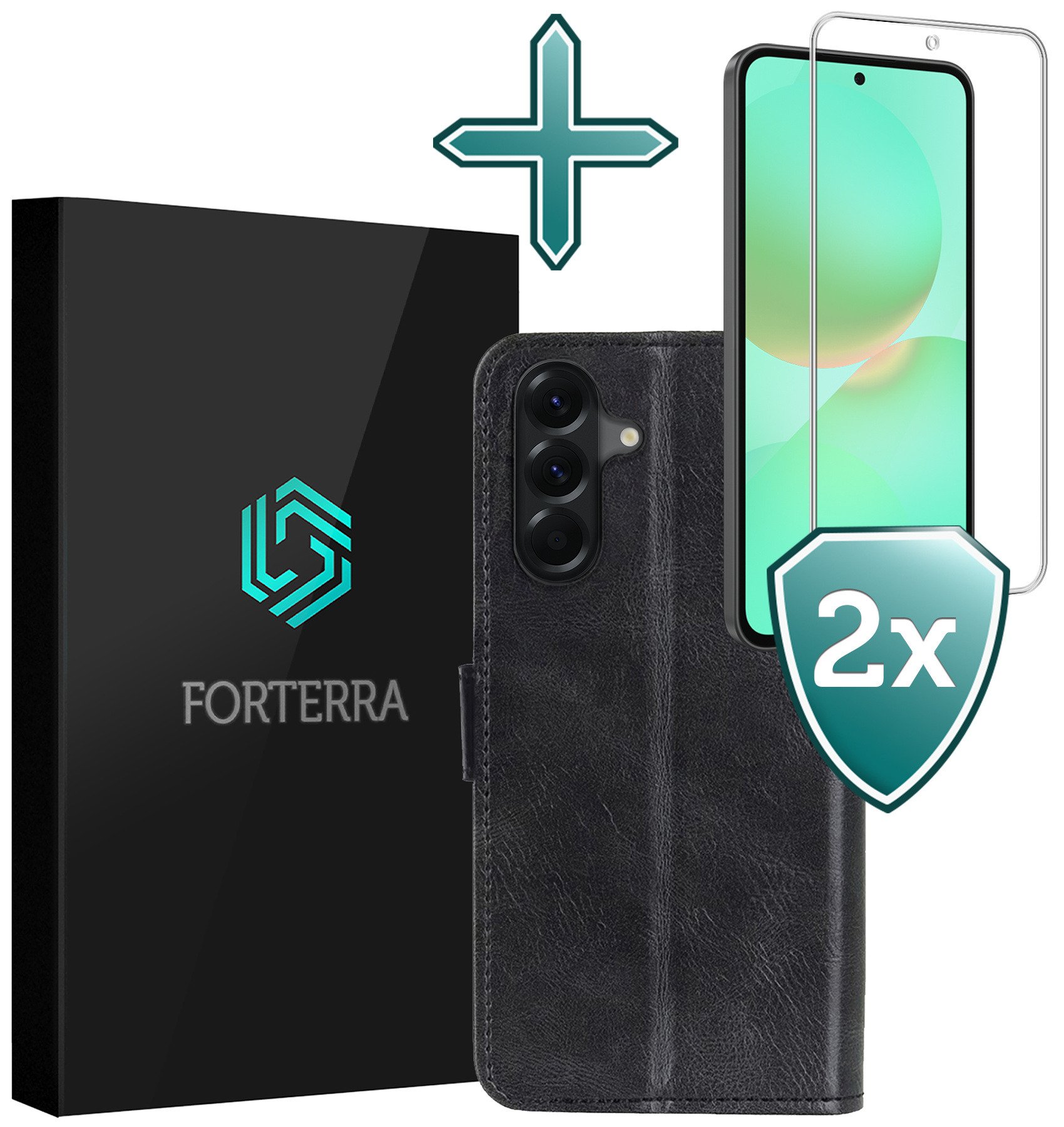 Forterra Forterra Samsung Galaxy A36 Hoesje Bookcase Met 2x Screenprotector - Zwart