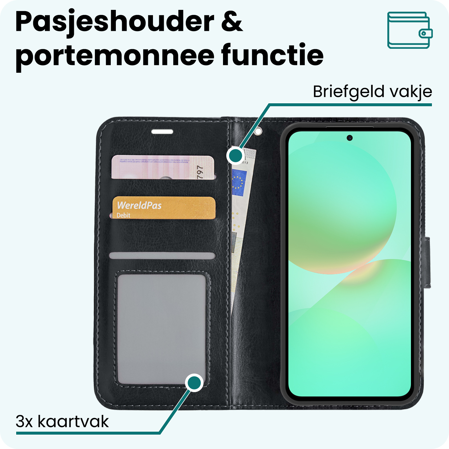 Forterra Forterra Samsung Galaxy A36 Hoesje Bookcase Met 2x Screenprotector - Zwart