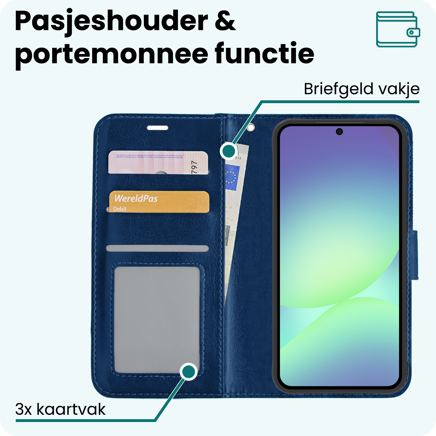 Forterra Forterra Samsung Galaxy A56 Hoesje Bookcase - Donkerblauw