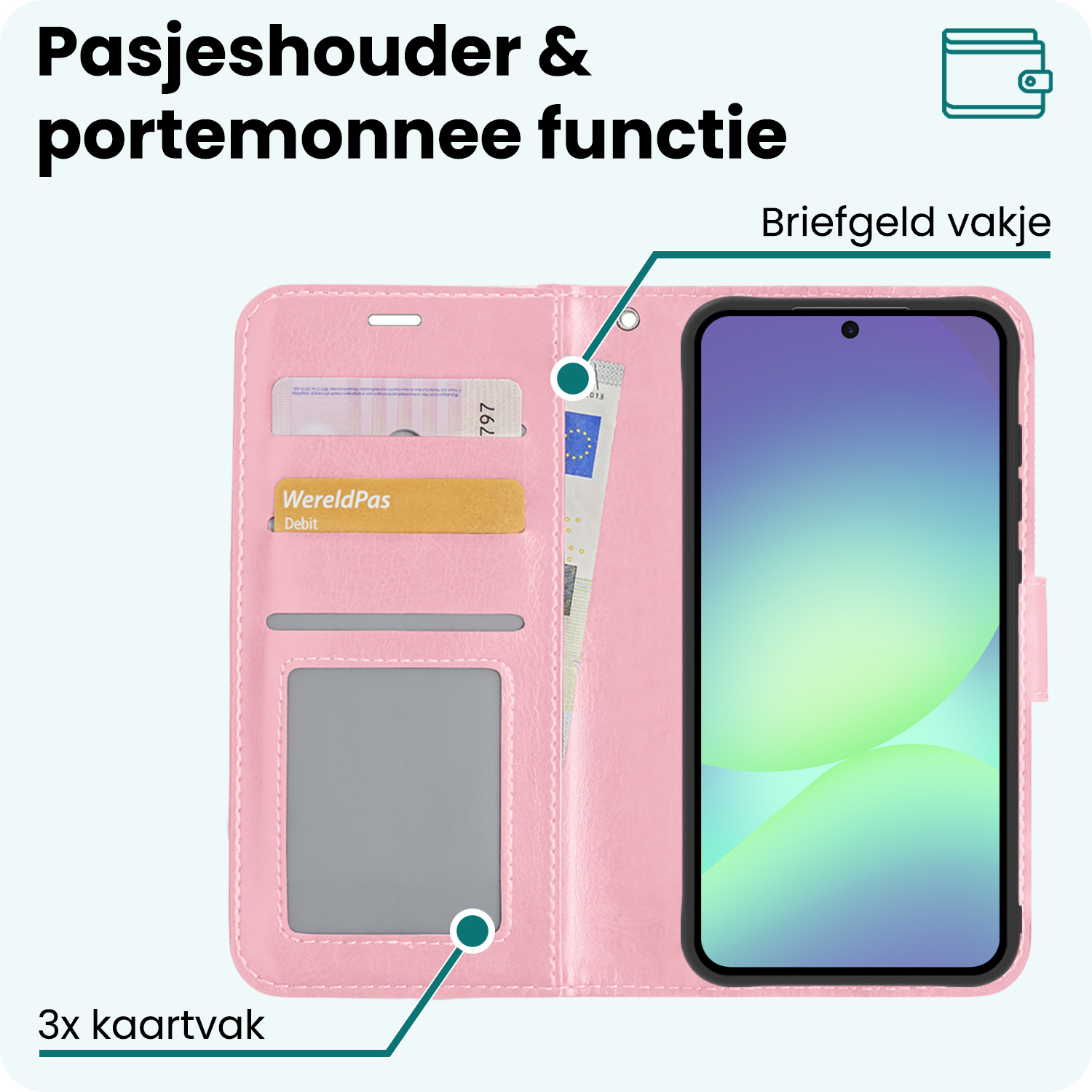 Forterra Forterra Samsung Galaxy A56 Hoesje Bookcase - Lichtroze