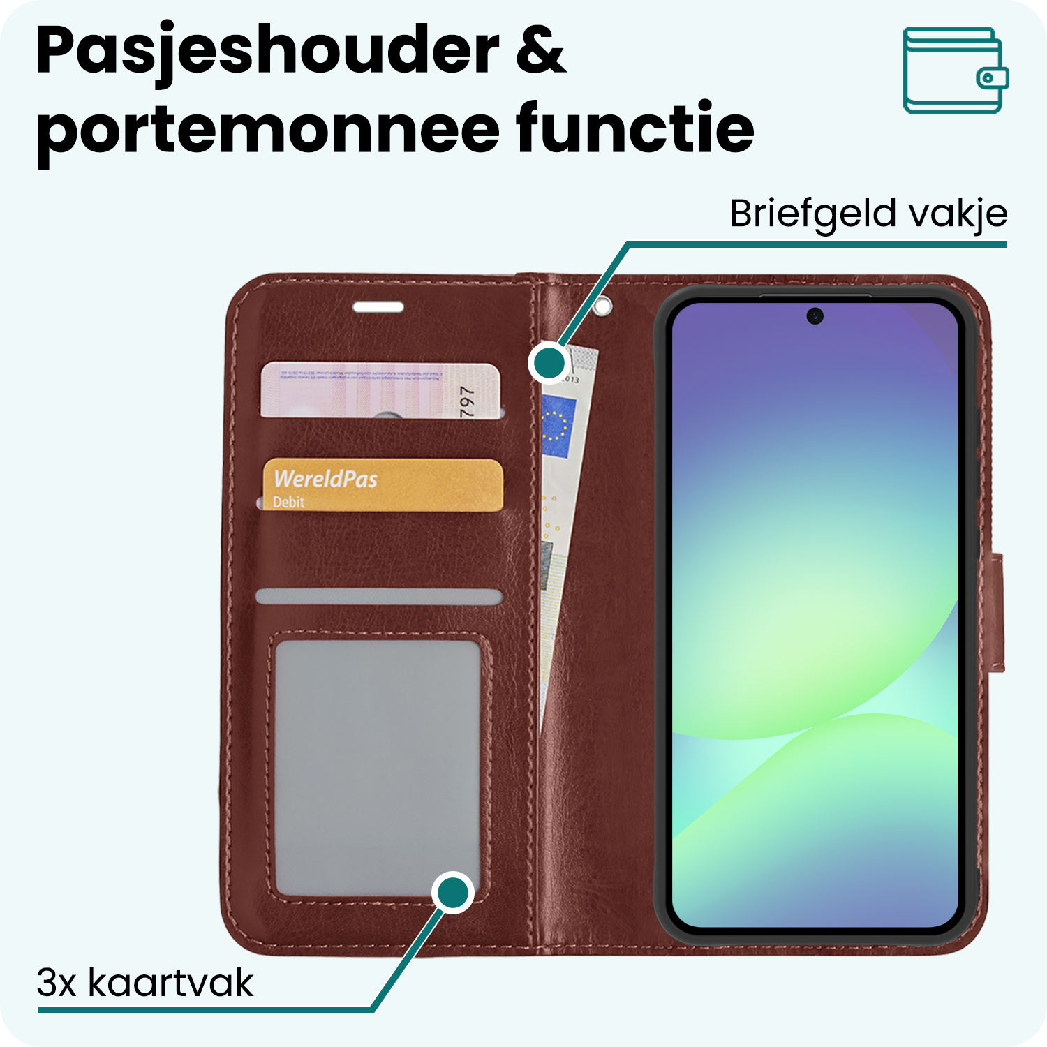 Forterra Forterra Samsung Galaxy A56 Hoesje Bookcase Met Screenprotector - Bruin