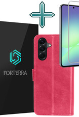 Forterra Forterra Samsung Galaxy A56 Hoesje Bookcase Met Screenprotector - Donkerroze