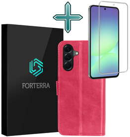 Forterra Forterra Samsung Galaxy A56 Hoesje Bookcase Met Screenprotector - Donkerroze