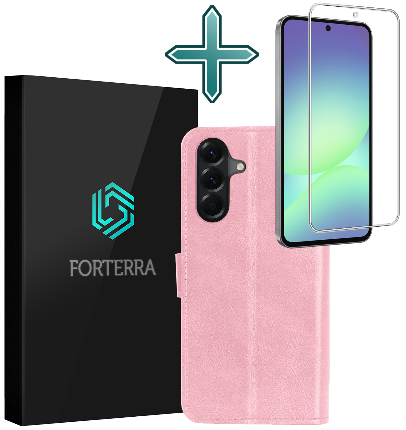 Forterra Forterra Samsung Galaxy A56 Hoesje Bookcase Met Screenprotector - Lichtroze