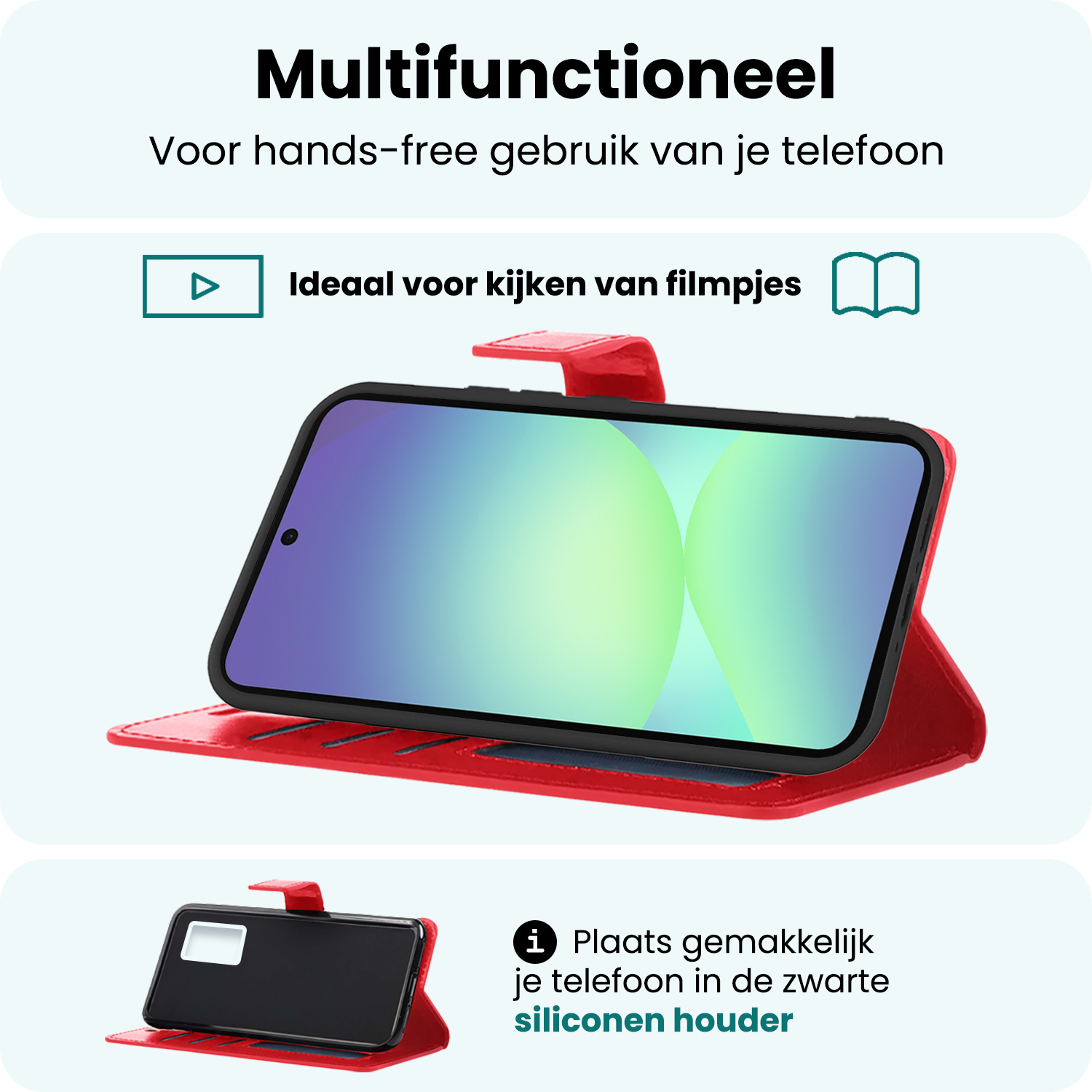 Forterra Forterra Samsung Galaxy A56 Hoesje Bookcase Met Screenprotector - Rood