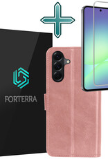 Forterra Forterra Samsung Galaxy A56 Hoesje Bookcase Met Screenprotector - Rose Goud