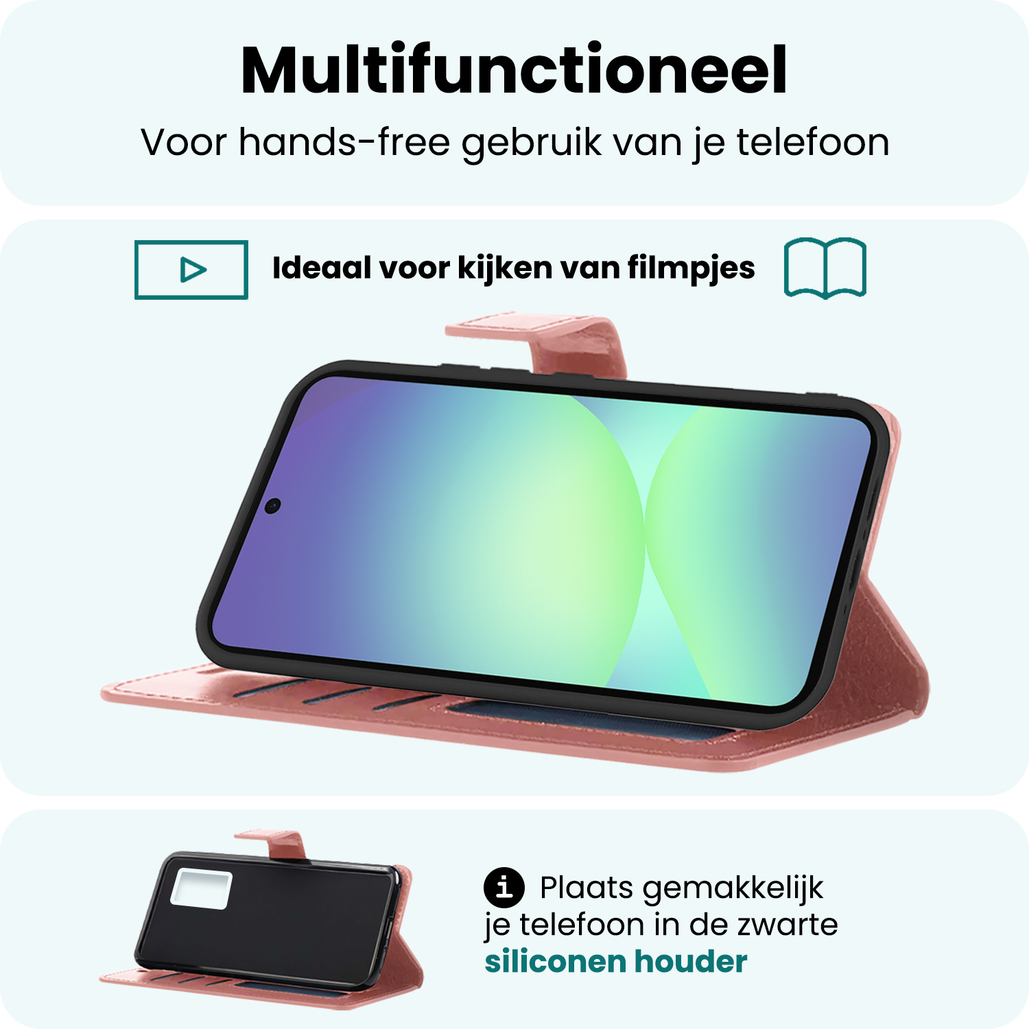 Forterra Forterra Samsung Galaxy A56 Hoesje Bookcase Met Screenprotector - Rose Goud