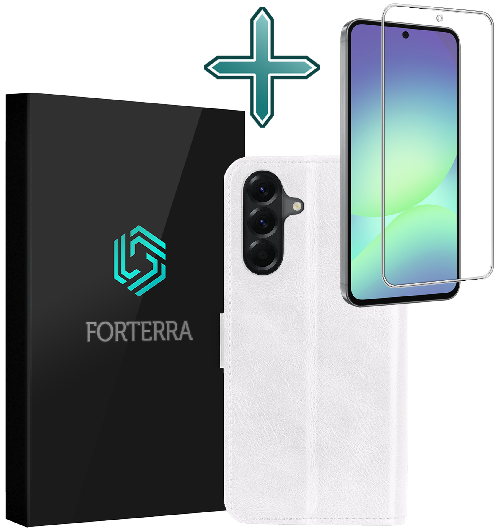 Forterra Forterra Samsung Galaxy A56 Hoesje Bookcase Met Screenprotector - Wit