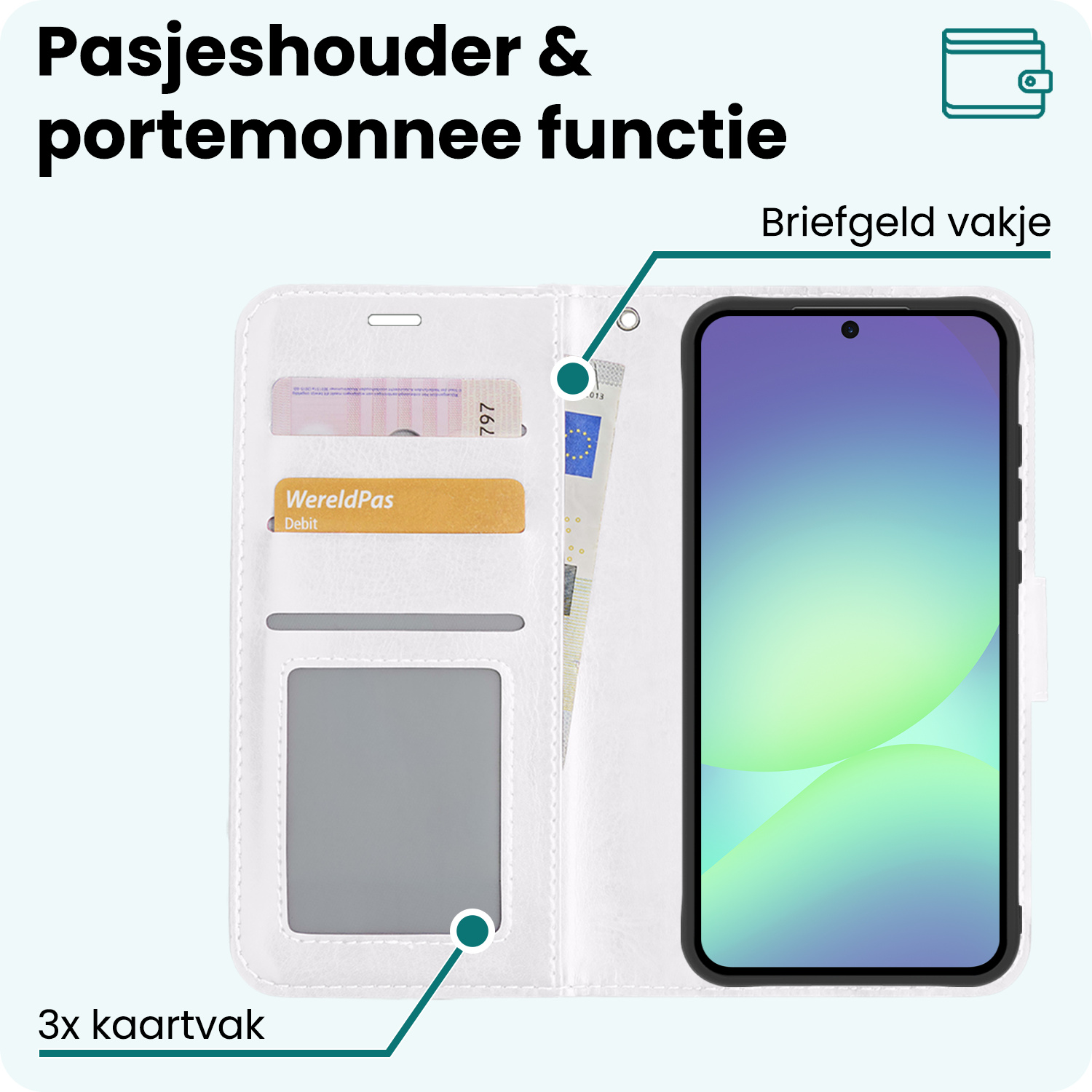 Forterra Forterra Samsung Galaxy A56 Hoesje Bookcase Met Screenprotector - Wit