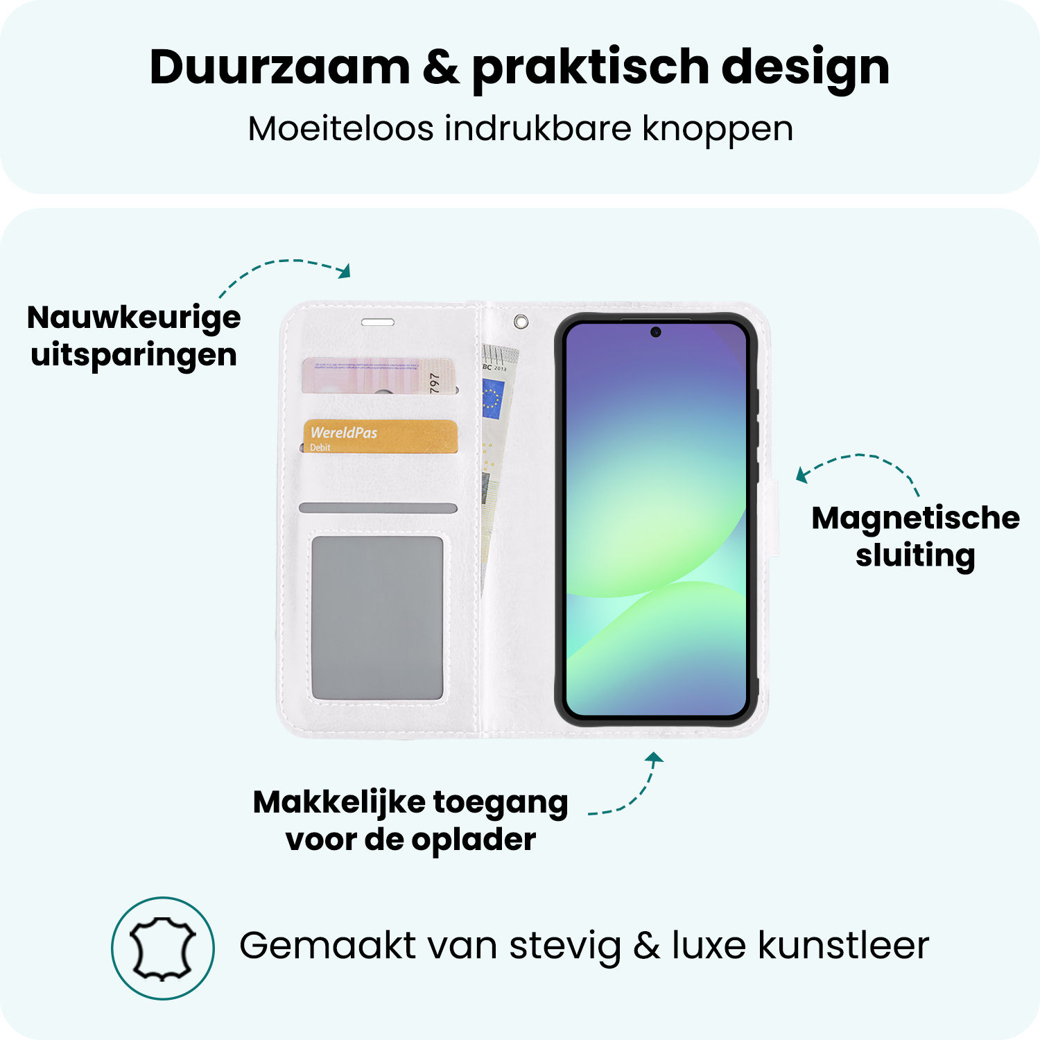 Forterra Forterra Samsung Galaxy A56 Hoesje Bookcase Met Screenprotector - Wit