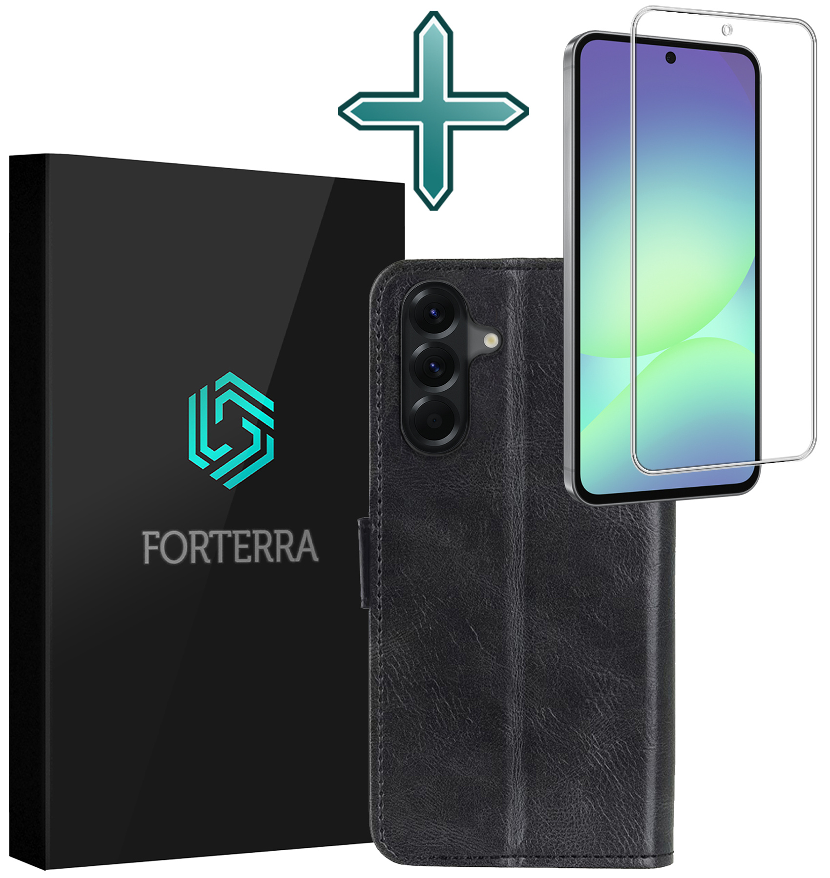 Forterra Forterra Samsung Galaxy A56 Hoesje Bookcase Met Screenprotector - Zwart
