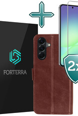 Forterra Forterra Samsung Galaxy A56 Hoesje Bookcase Met 2x Screenprotector - Bruin
