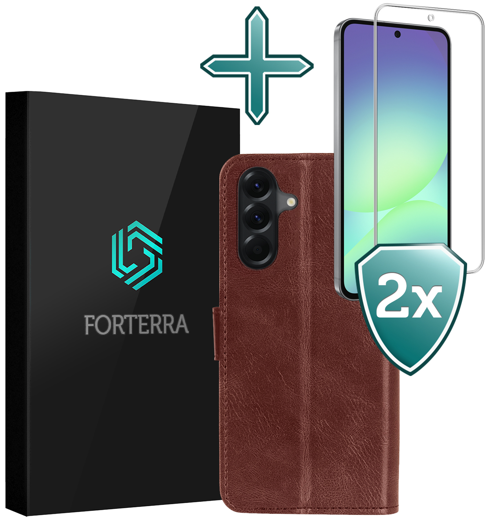 Forterra Forterra Samsung Galaxy A56 Hoesje Bookcase Met 2x Screenprotector - Bruin