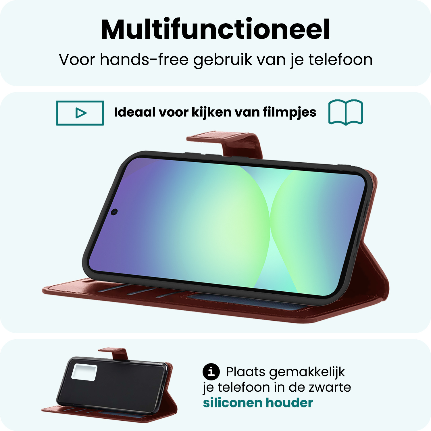 Forterra Forterra Samsung Galaxy A56 Hoesje Bookcase Met 2x Screenprotector - Bruin