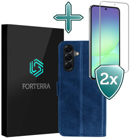 Forterra Forterra Samsung Galaxy A56 Hoesje Bookcase Met 2x Screenprotector - Donkerblauw