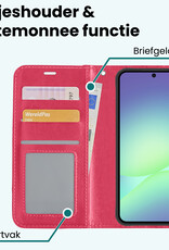 Forterra Forterra Samsung Galaxy A56 Hoesje Bookcase Met 2x Screenprotector - Donkerroze