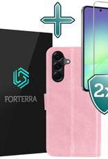 Forterra Forterra Samsung Galaxy A56 Hoesje Bookcase Met 2x Screenprotector - Lichtroze