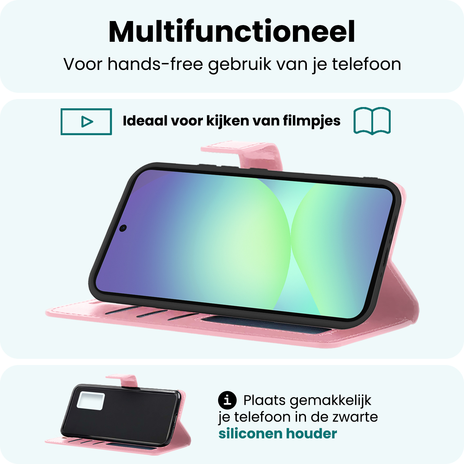 Forterra Forterra Samsung Galaxy A56 Hoesje Bookcase Met 2x Screenprotector - Lichtroze