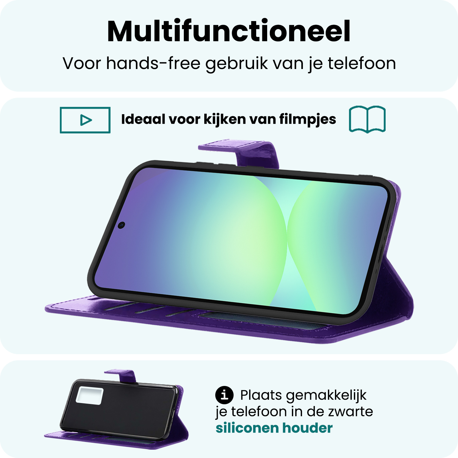 Forterra Forterra Samsung Galaxy A56 Hoesje Bookcase Met 2x Screenprotector - Paars