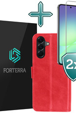 Forterra Forterra Samsung Galaxy A56 Hoesje Bookcase Met 2x Screenprotector - Rood
