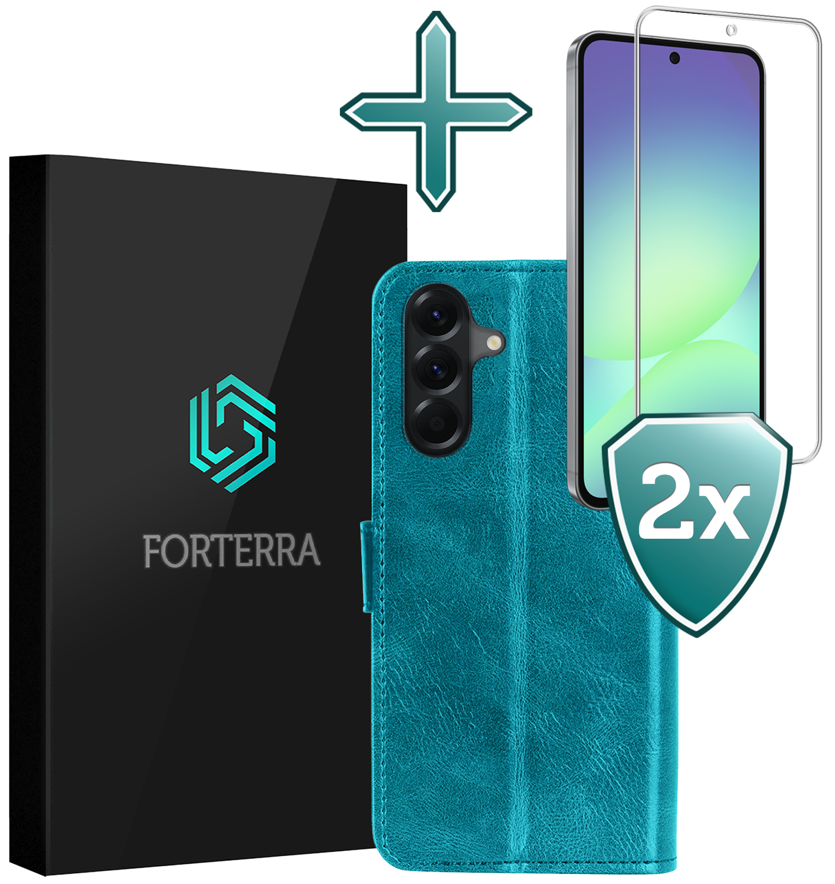 Forterra Forterra Samsung Galaxy A56 Hoesje Bookcase Met 2x Screenprotector - Turquoise